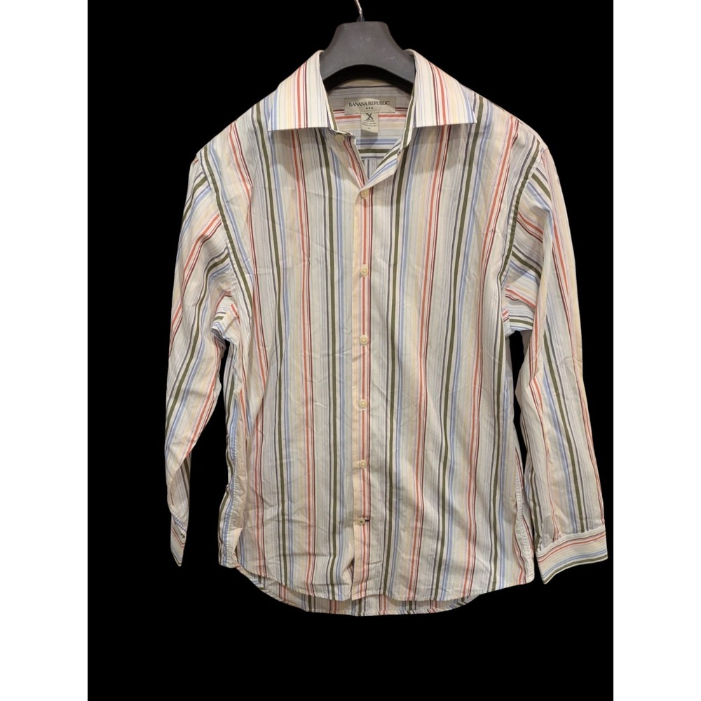 Banana Republic Men's Multi- Colored Striped‎ Long Sleeve Dress Shirt Medium
